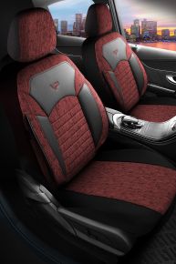 Sada autopotahů Benelux, červeno-černá | Ekokůže + Látka | LADA NIVA