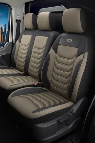 Přesné autopotahy Florida béžovo-černé | Piké látka + Ekokůže | Toyota Proace 2 (2016–2025)