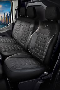 Přesné autopotahy Florida černo-šedé | Piké látka + Ekokůže | Toyota Proace 2 (2016–2025)