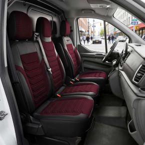 Přesné autopotahy Florida bordó-černé | Piké látka + Ekokůže | NISSAN NV300 (2016-2021)