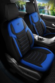 Sada látkových autopotahů Manavgat černo-modré barvy s moderním prošíváním, kompatibilní s LADA NIVA