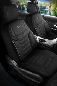 Sada látkových autopotahů Manavgat černo-šedé barvy s moderním prošíváním, kompatibilní s ALFA ROMEO 33