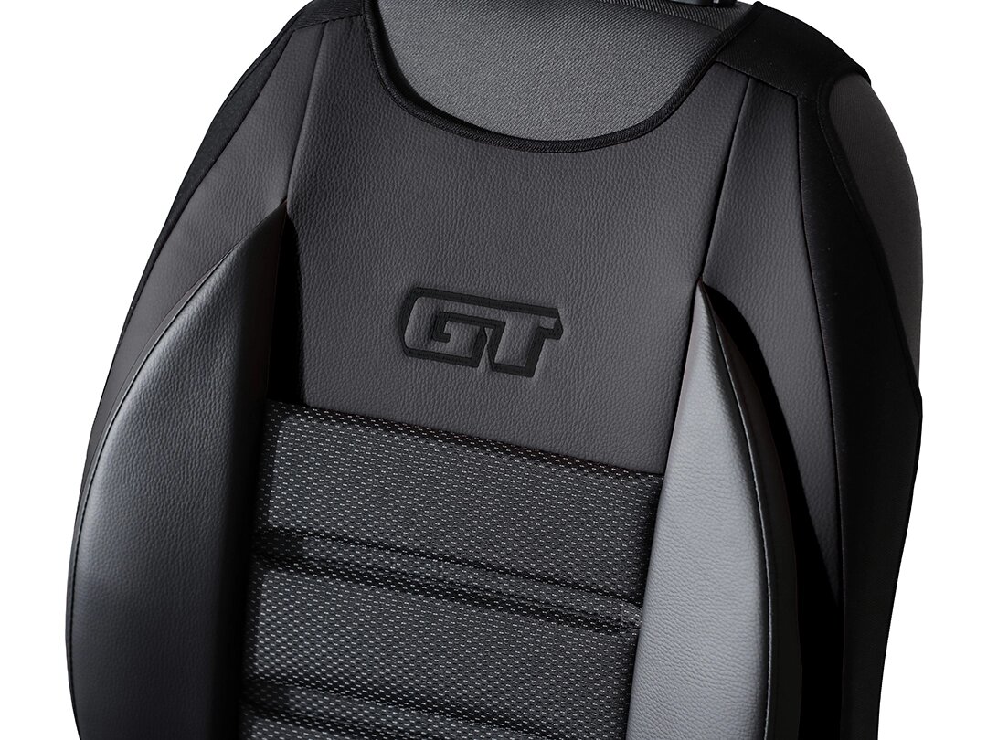 Detail opěradla GT Ergonomic s ekokůží a čalounickou látkou