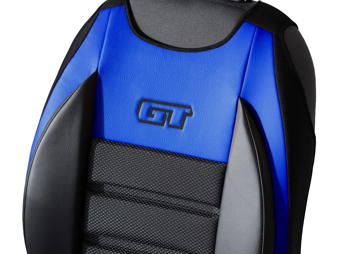 Detail opěradla GT Ergonomic s ekokůží a čalounickou látkou