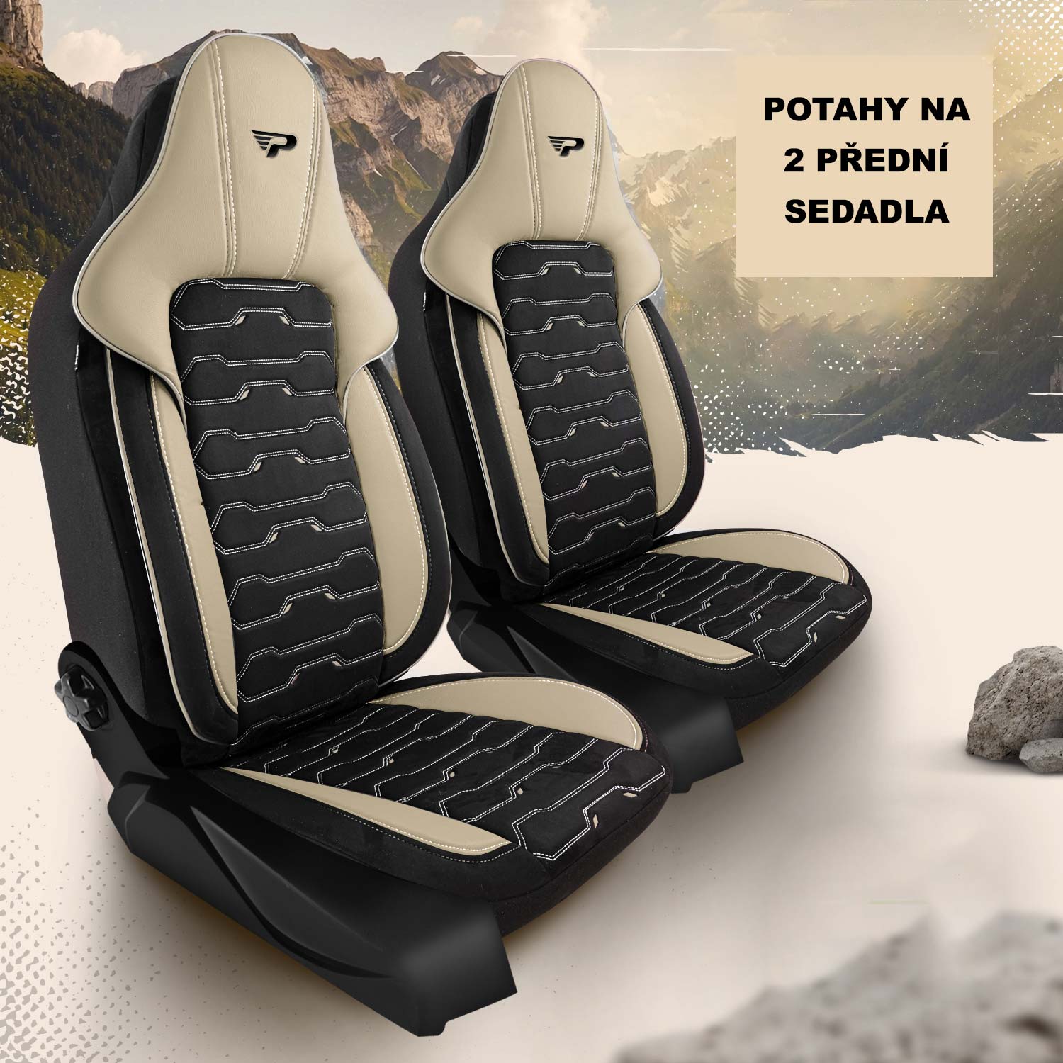 Autopotahy Beirut pro 2 přední sedadla v černo-béžovém provedení