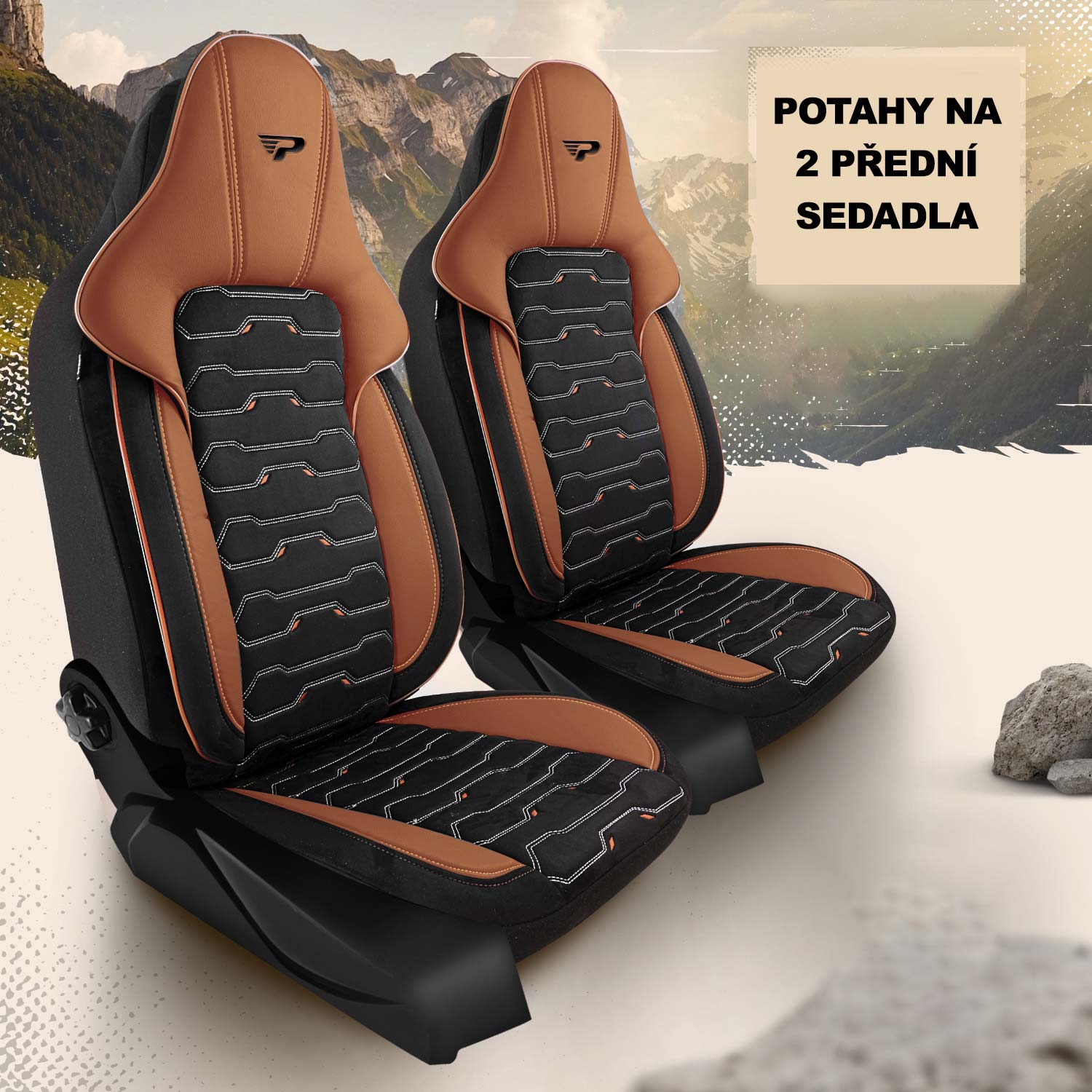 Autopotahy Beirut pro 2 přední sedadla v černo-hnědém provedení