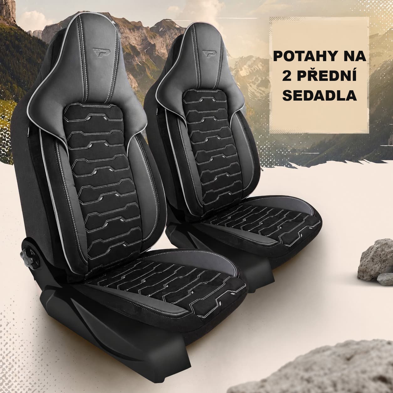 Autopotahy Beirut pro 2 přední sedadla v černo-šedém provedení