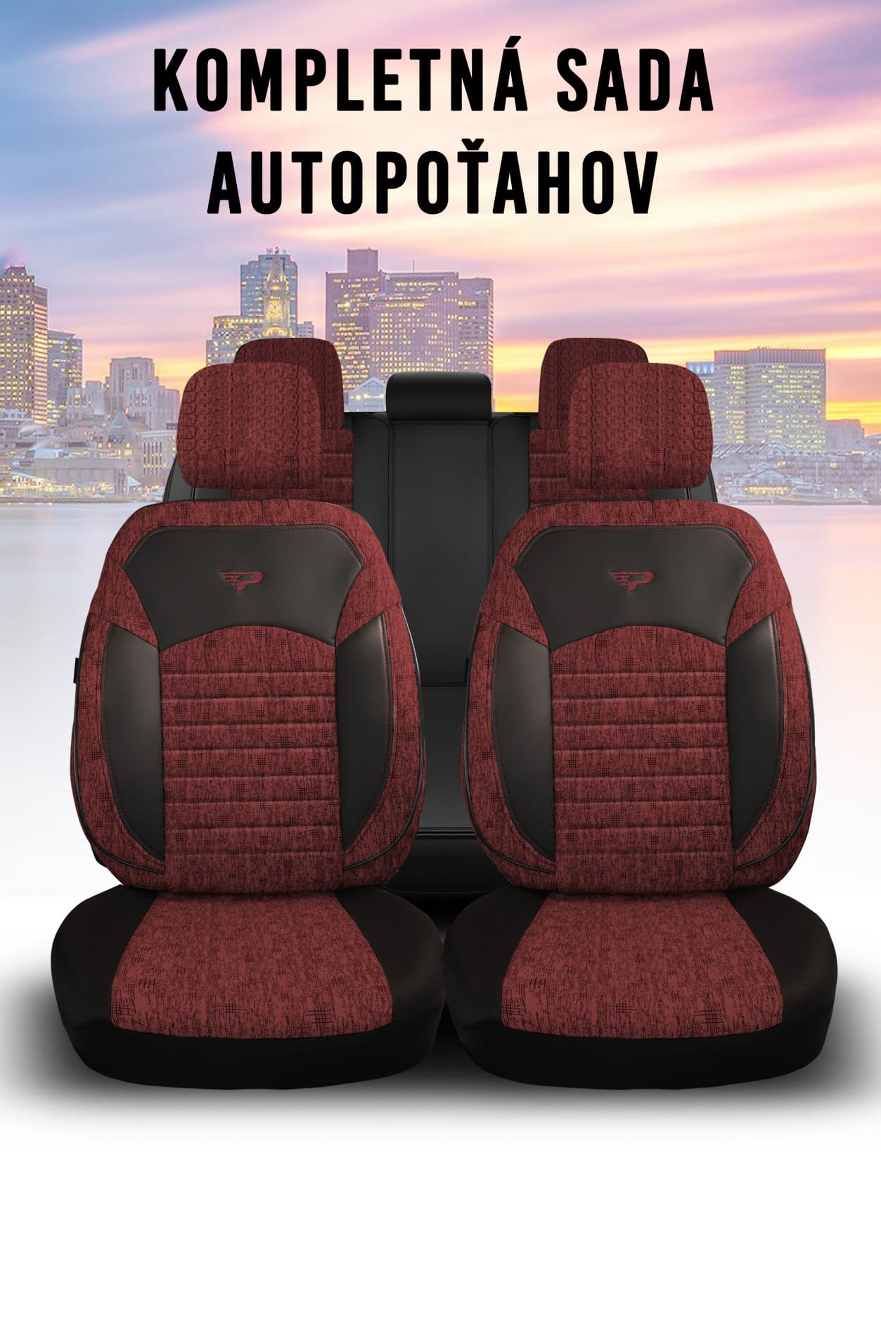 Kompletní sada autopotahů Benelux červeno-černé